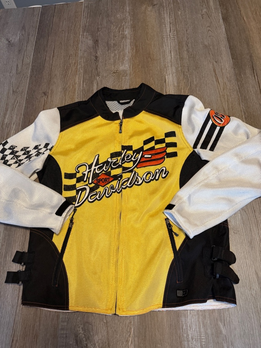Harley-Davidson Yellow, White & Black Racing Mesh Motorcycle Jacket